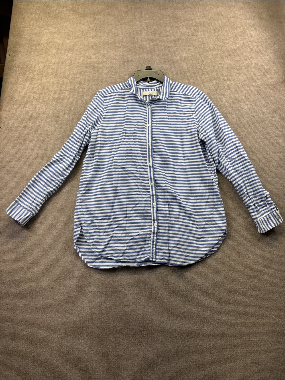 Loft Long Sleeve Button Down Blue and White Stripes Size Large